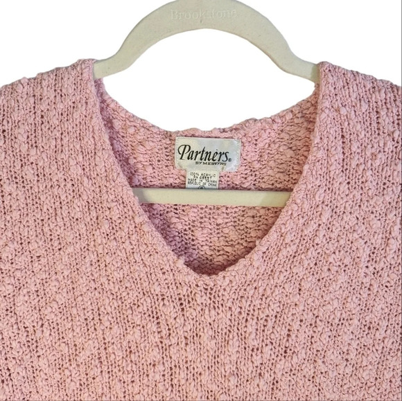 Vintage 80s Partners by Mervyns Pink Knit Sweater Dress Textured Midi Small - Picture 12 of 13